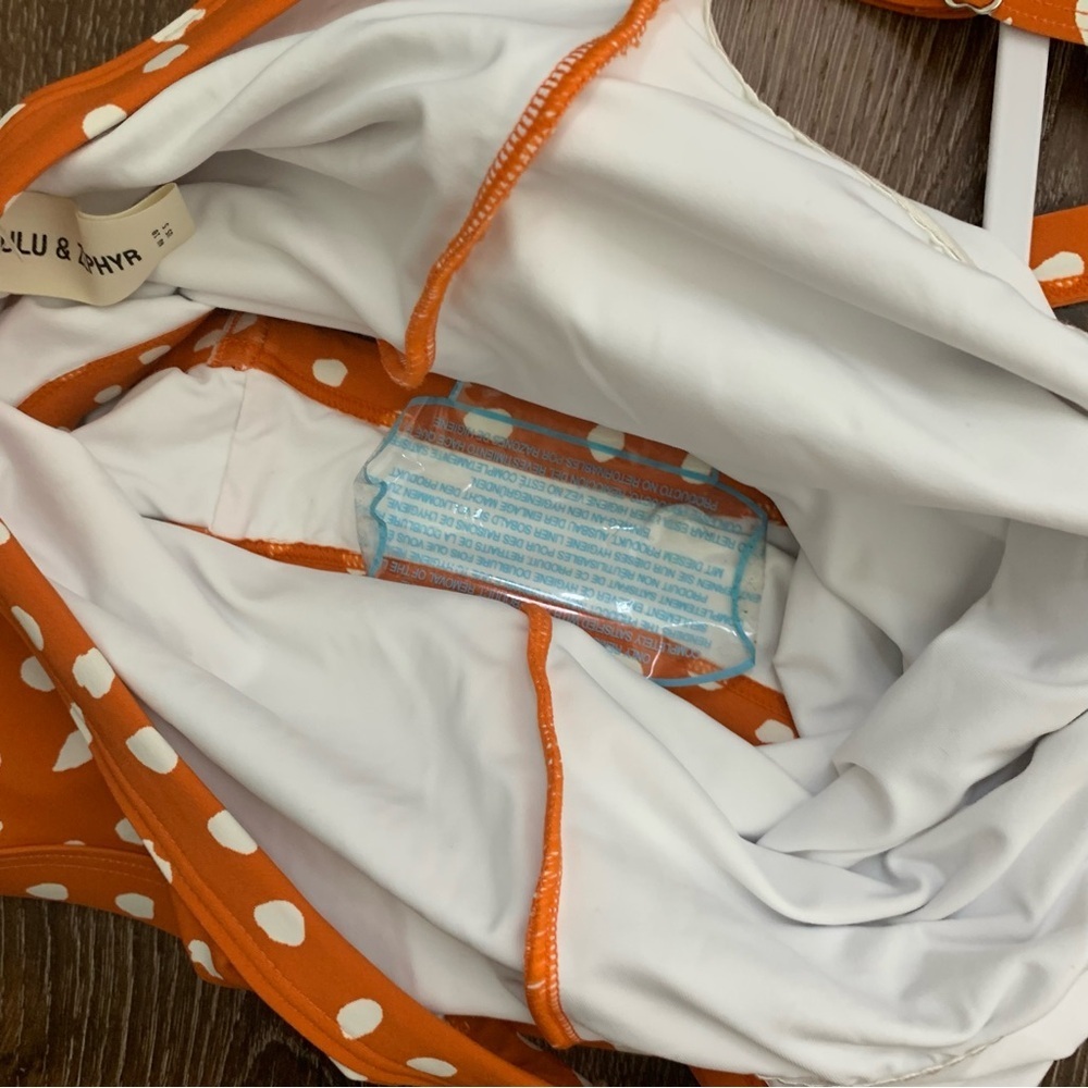 Zulu & Zephyr Womens Amber orange polka dot one piece swimsuit S NWT - Picture 10 of 10